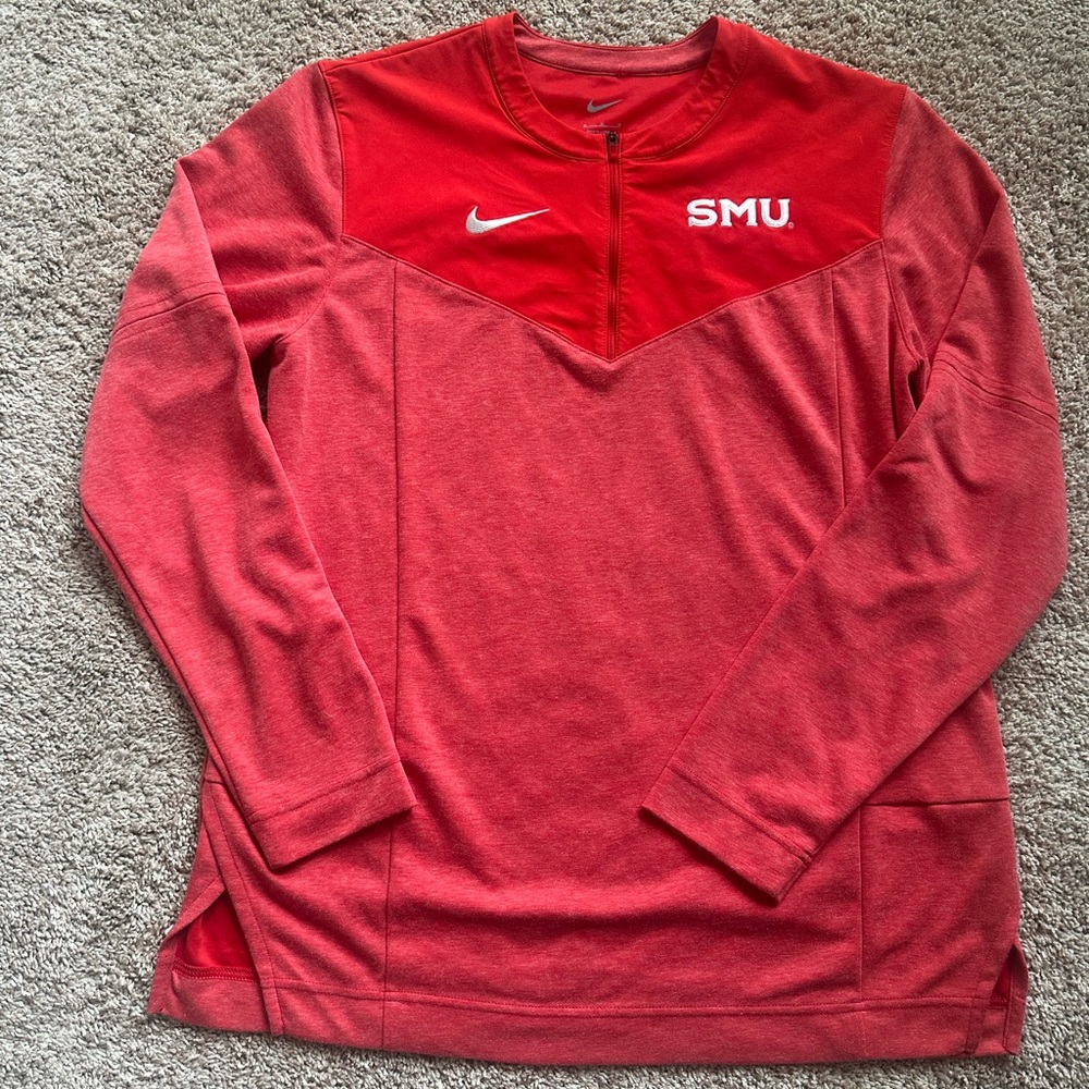 SMU Mustangs Nike Quarter Zip Jacket Red Training Top Southern Methodist Univ. M